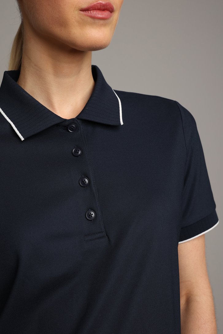 Detail van Donkerblauwe golfpolo met korte mouwen door Dansaert Golf Club voor Dames