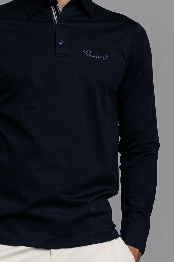 Detail van Donkerblauwe golfpolo met lange mouwen door Dansaert Golf Club voor Heren