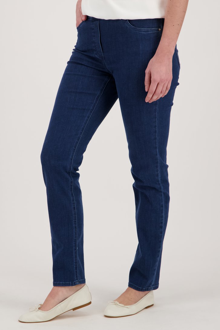 Donkerblauwe jeans met elastische taille -slim fit van Claude Arielle voor Dames