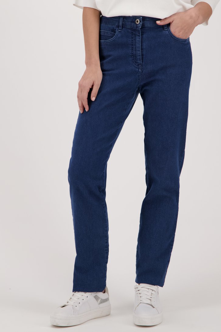 Donkerblauwe jeans met stretch - straight fit van Claude Arielle voor Dames