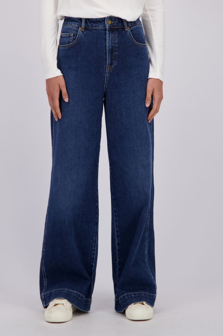 Voorkant van Donkerblauwe jeans - Wide leg fit door Liberty Island Denim voor Dames