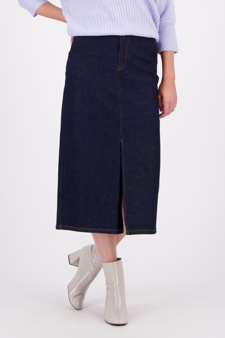 Voorkant van Donkerblauwe jeansrok door Libelle voor Dames