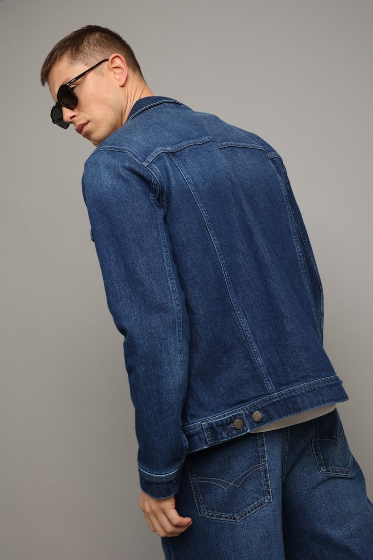 Achterkant van Donkerblauwe jeansvest door Liberty Island Denim voor Heren