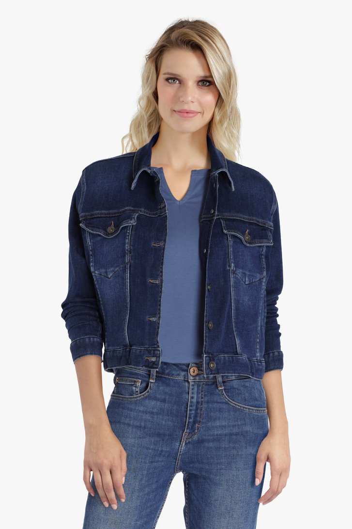 Donkerblauwe korte jeansjas  van Liberty Island Denim voor Dames