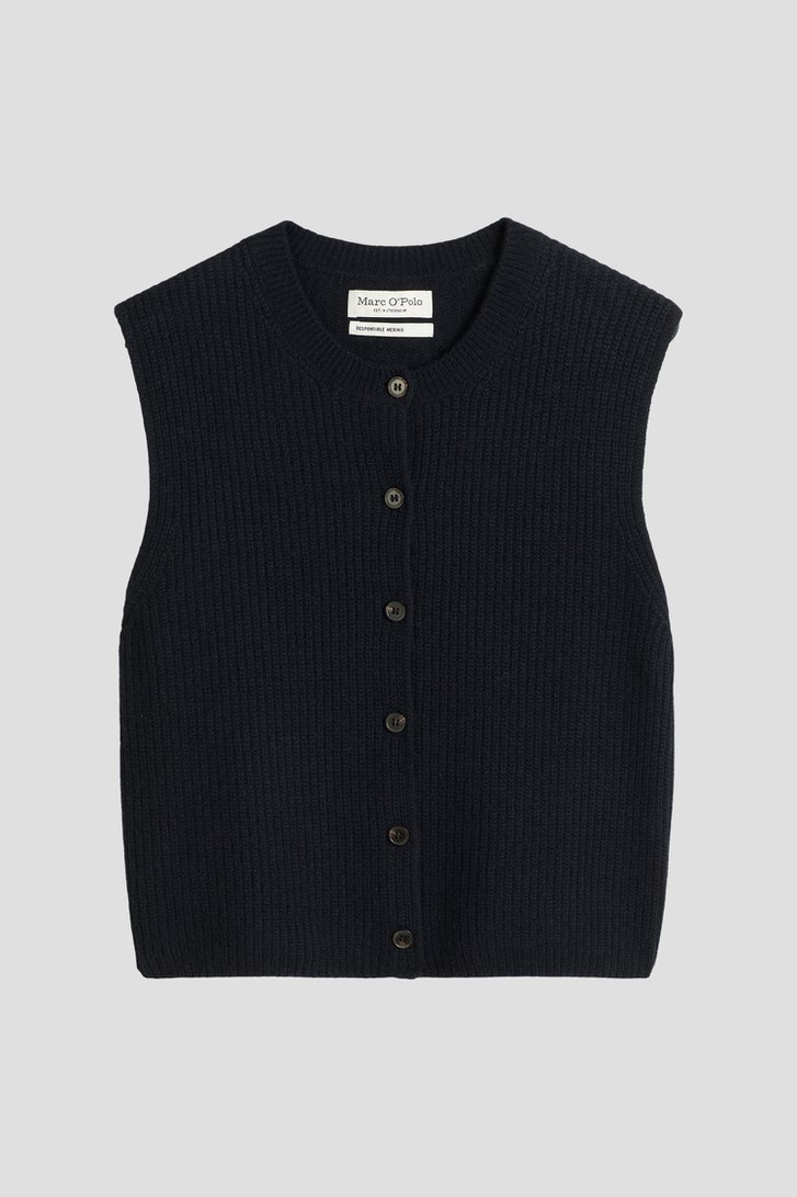 Productfoto 1 van Donkerblauwe mouwloze cardigan door Marc O'Polo voor Dames