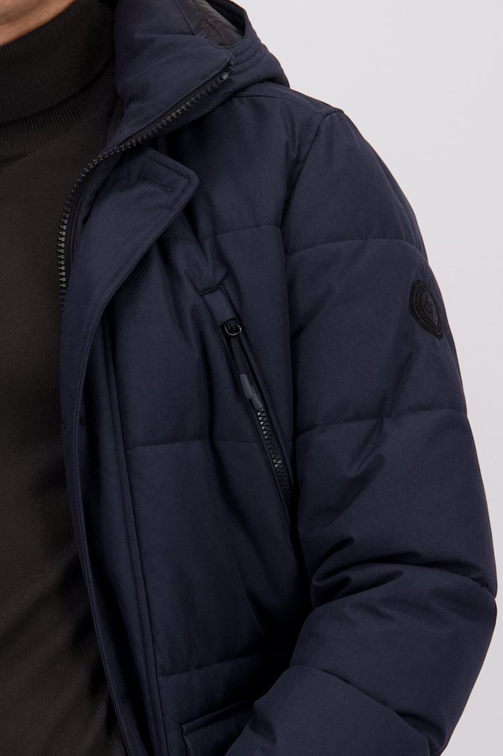 Detail van Donkerblauwe parka door District voor Heren