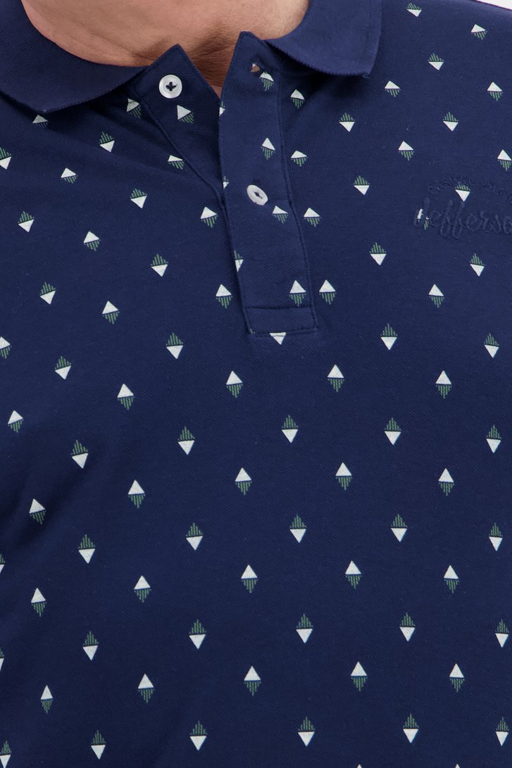 Donkerblauwe polo met driehoekjes-motief van Jefferson voor Heren
