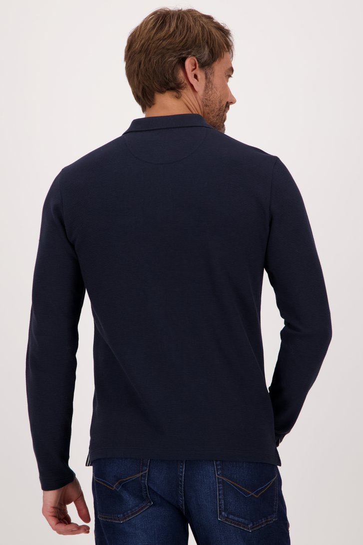 Donkerblauwe polo met geribbelde textuur van Dansaert Blue voor Heren