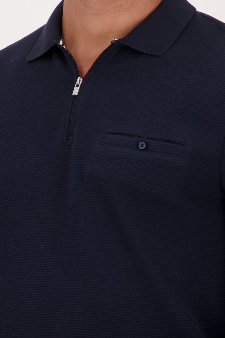 Donkerblauwe polo met geribbelde textuur van Dansaert Blue voor Heren