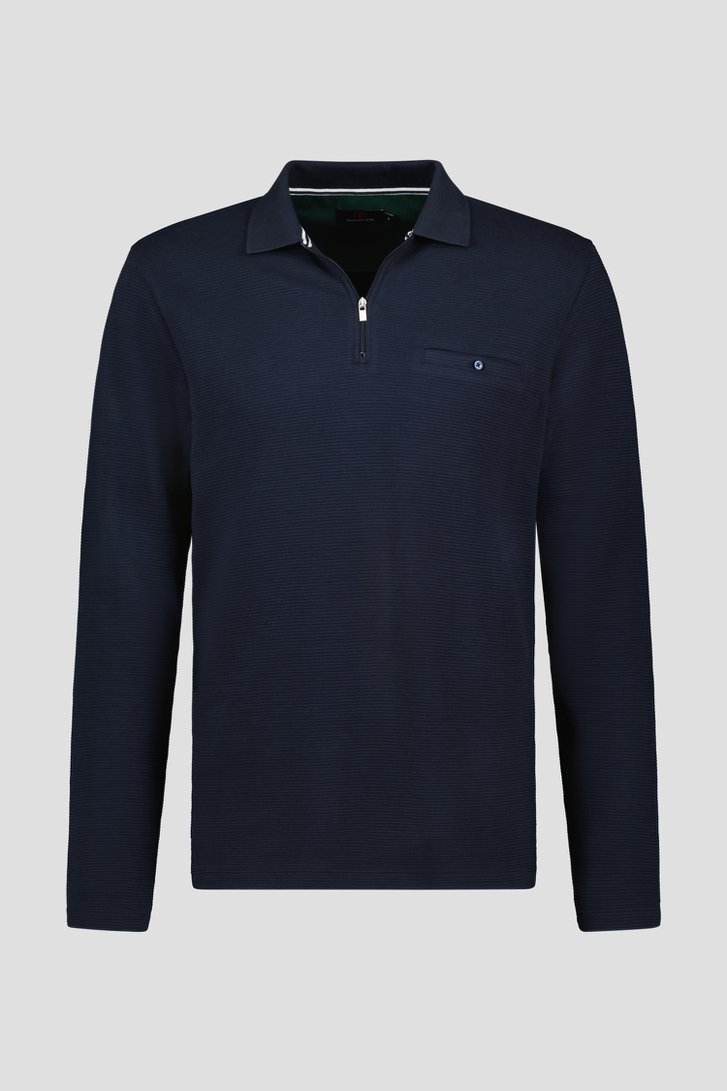 Donkerblauwe polo met geribbelde textuur van Dansaert Blue voor Heren