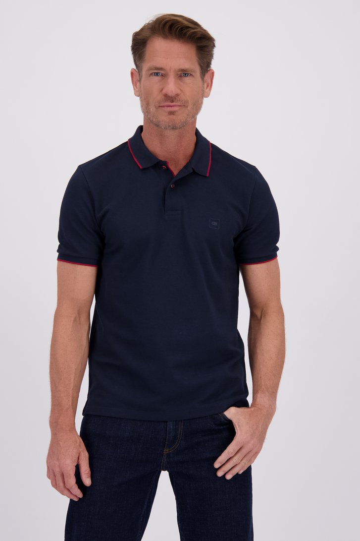 Voorkant van Donkerblauwe polo met korte mouwen door Dansaert Blue voor Heren