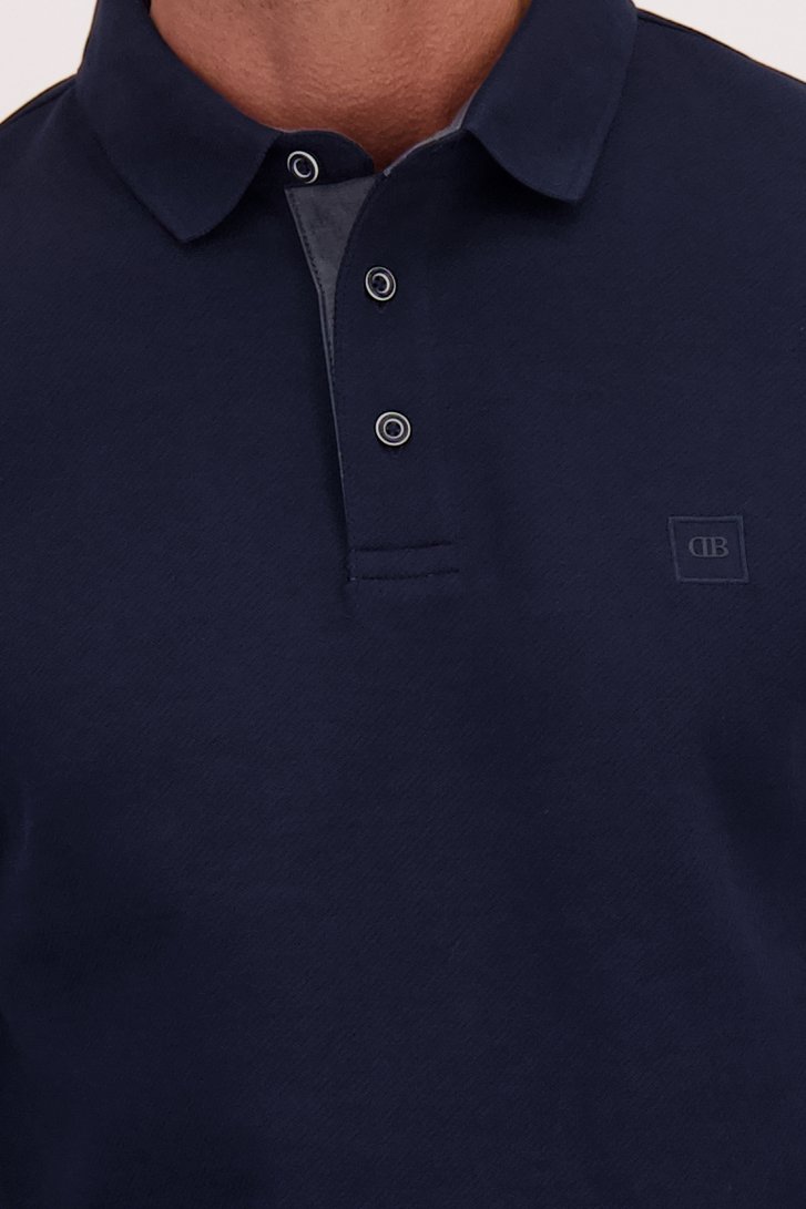 Detail van Donkerblauwe polo met lange mouwen door Dansaert Blue voor Heren