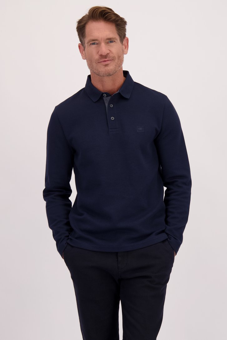 Voorkant van Donkerblauwe polo met lange mouwen door Dansaert Blue voor Heren