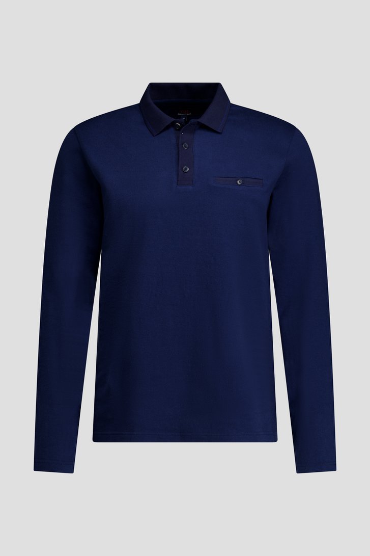 Productfoto 1 van Donkerblauwe polo met lange mouwen door Dansaert Blue voor Heren