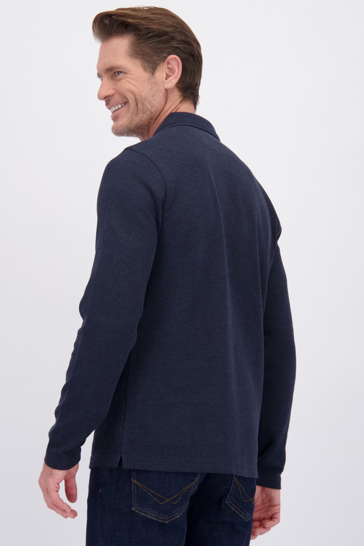 Achterkant van Donkerblauwe polo met lange mouwen door Dansaert Blue voor Heren