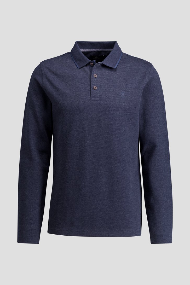 Productfoto 1 van Donkerblauwe polo met lange mouwen door Dansaert Blue voor Heren