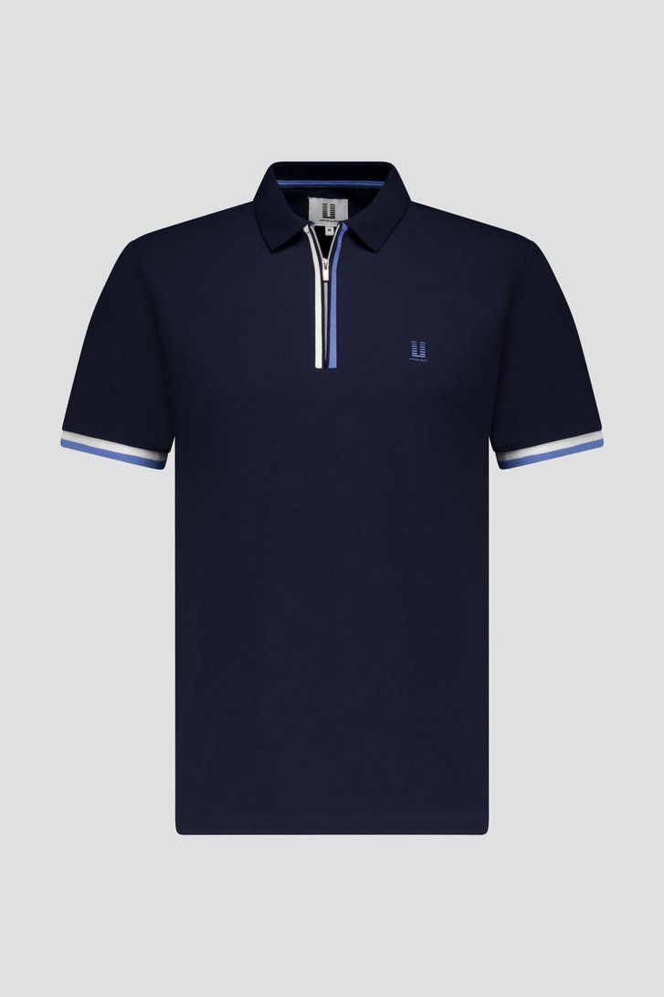 Donkerblauwe polo met rits van Upper East voor Heren