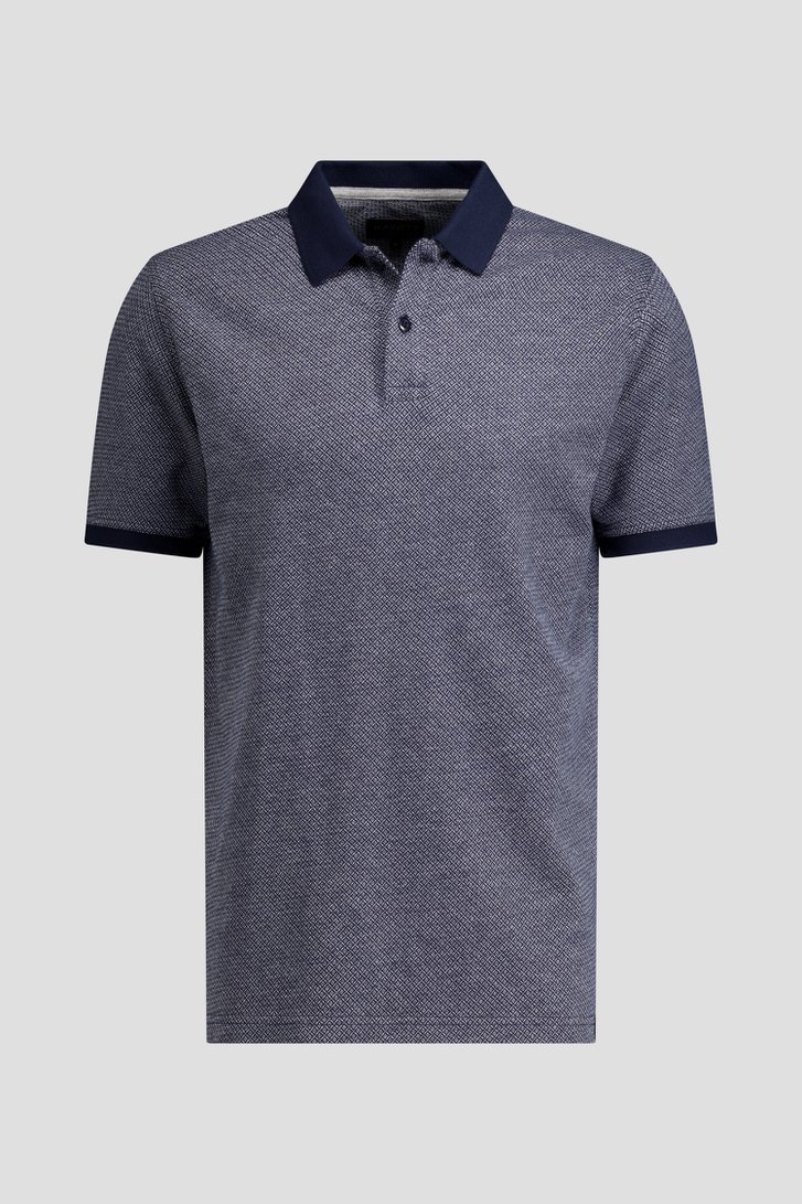 Productfoto 1 van Donkerblauwe polo met ruitmotief en korte mouwen door Ravøtt voor Heren