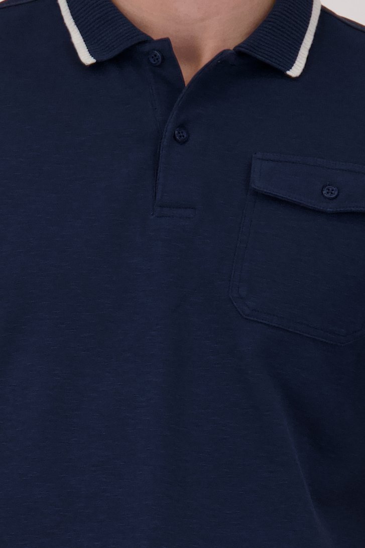 Donkerblauwe polo met witte boord van Bluefields voor Heren