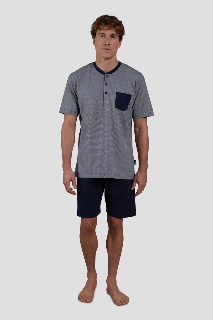 Donkerblauwe pyjamaset met T-shirt en short van Liberty Island voor Heren