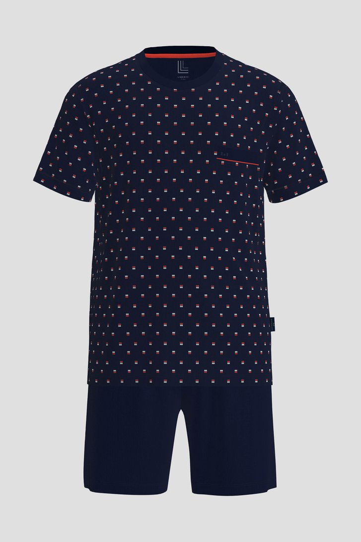 Productfoto 1 van Donkerblauwe pyjamaset met T-shirt en short door Liberty Island voor Heren