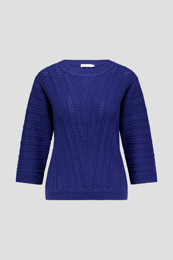 Donkerblauwe trui met ajourmotief van Liberty Island voor Dames