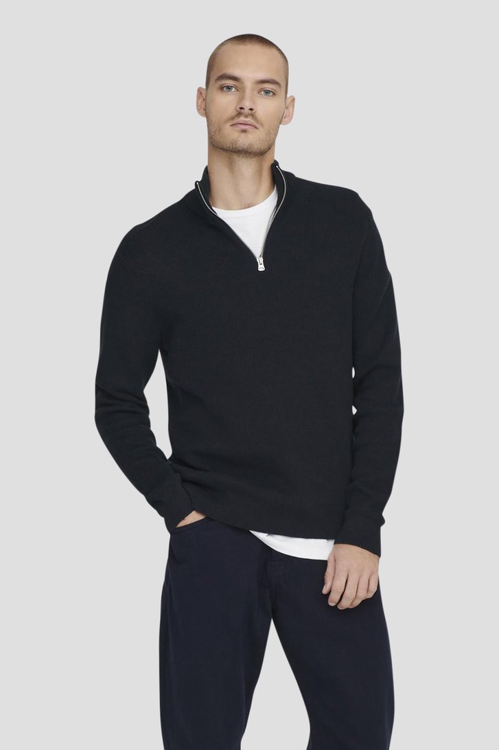 Donkerblauwe trui met hoge hals van ONLY & SONS voor Heren