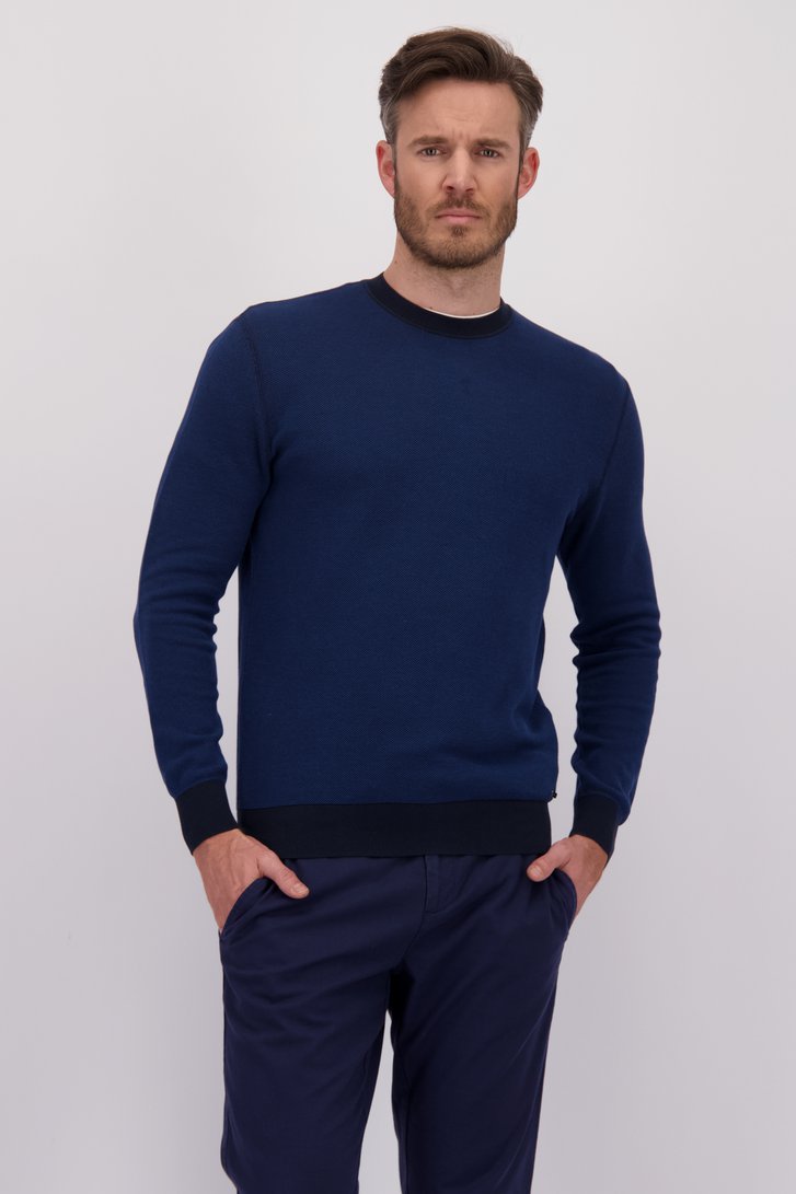 Voorkant van Donkerblauwe trui met ronde hals  door Upper East voor Heren