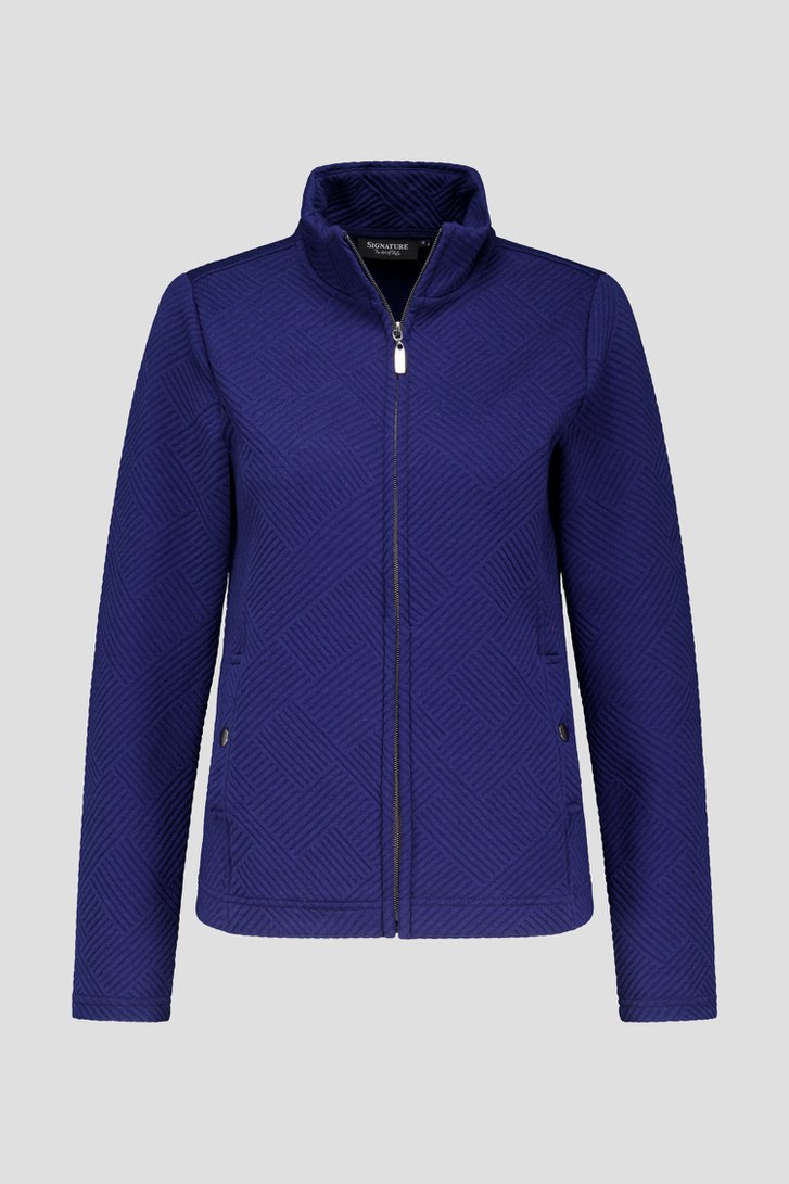 Donkerblauwe vest met structuur van Signature voor Dames