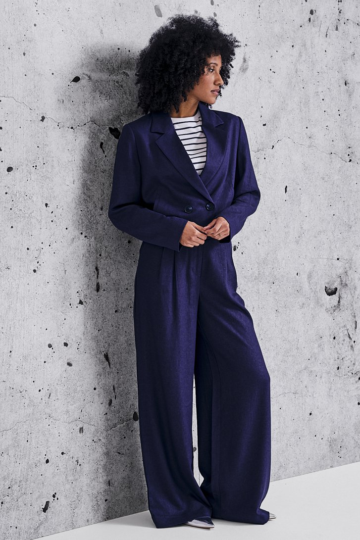 Extra foto 3 van Donkerblauwe wijde broek door Louise voor Dames