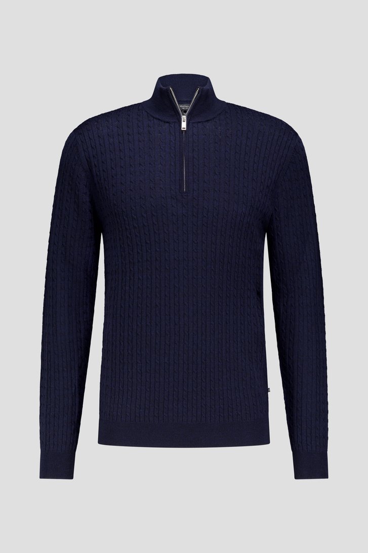 Productfoto 1 van Donkerblauwe wollen trui met rits  door Matinique voor Heren