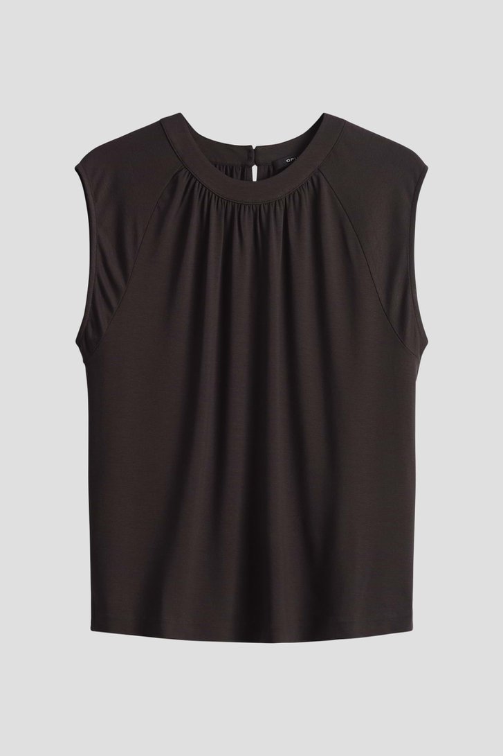 Donkerbruin T-shirt met plooitjes van Opus voor Dames