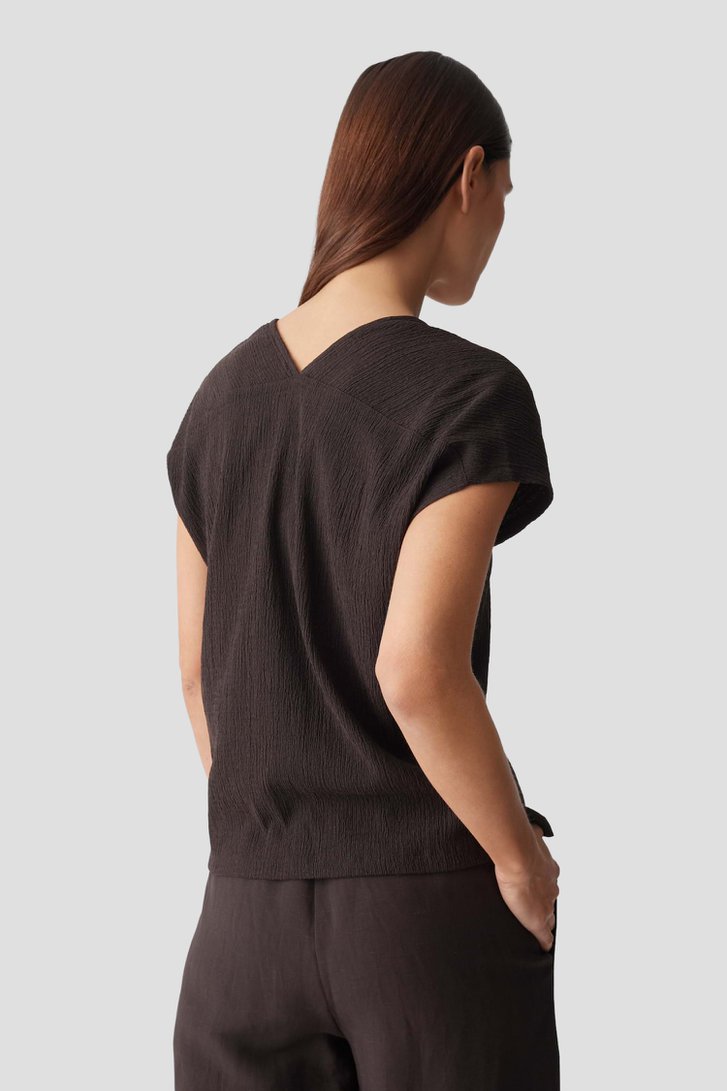 Achterkant van Donkerbruin T-shirt met structuur door Opus voor Dames