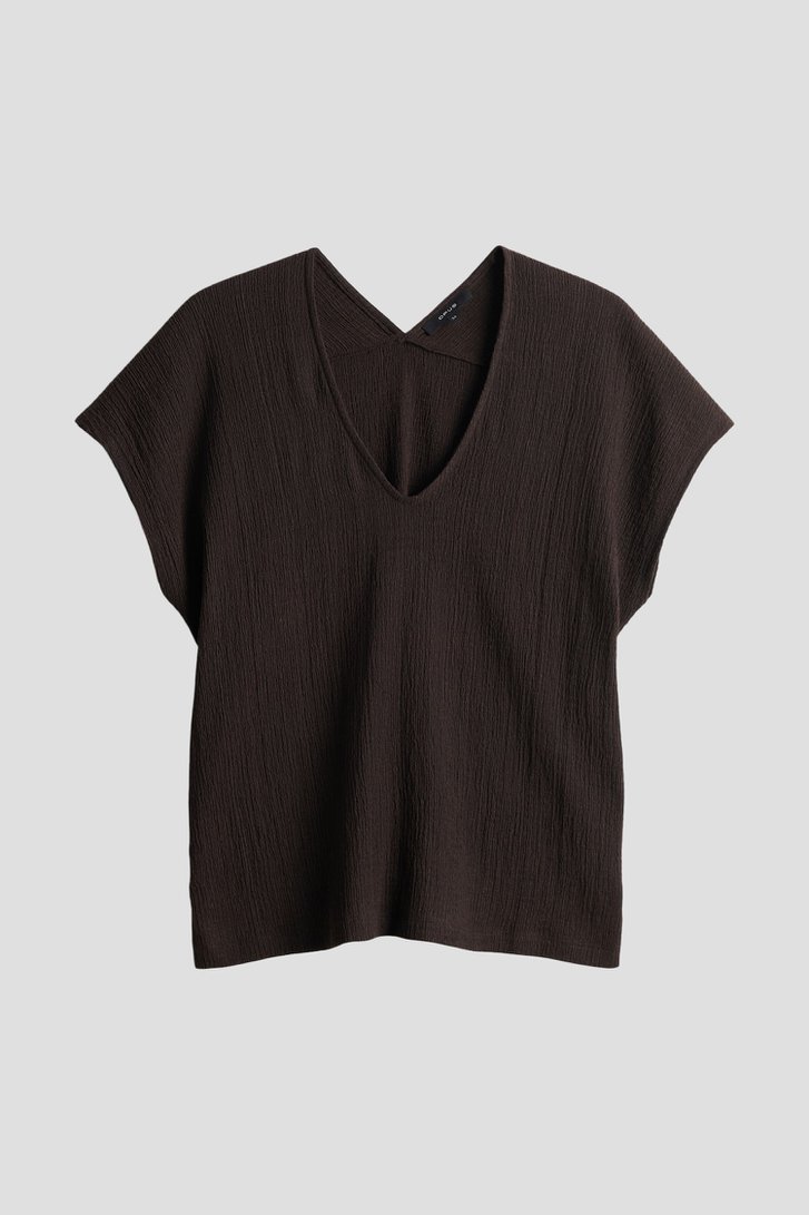 Productfoto 1 van Donkerbruin T-shirt met structuur door Opus voor Dames