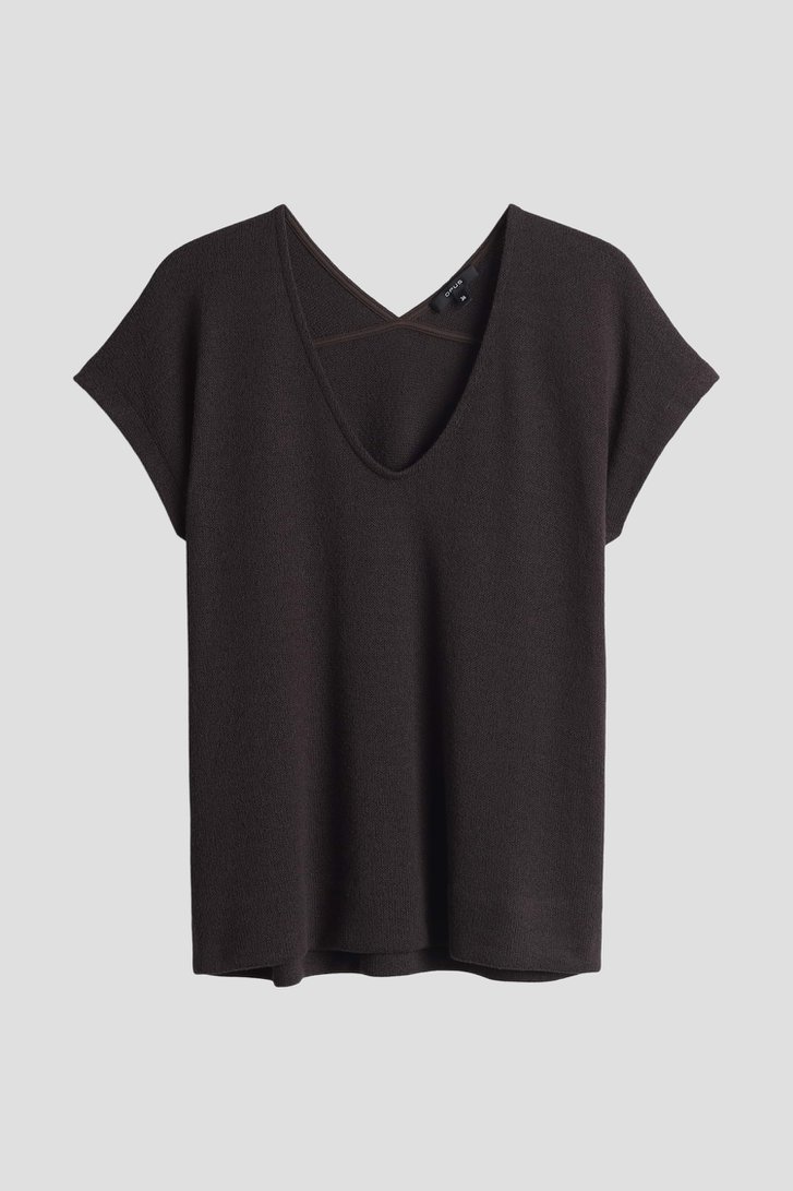 Productfoto 1 van Donkerbruin T-shirt met V-hals door Opus voor Dames