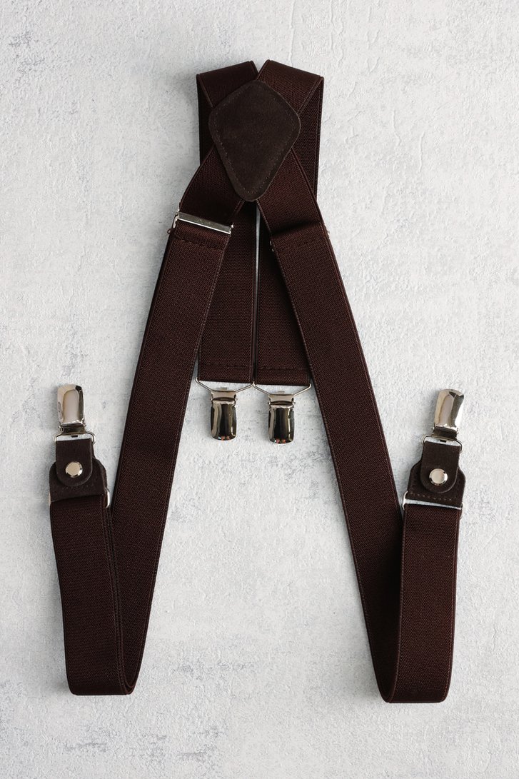 Voorkant van Donkerbruine bretellen door Liberty Island voor Heren