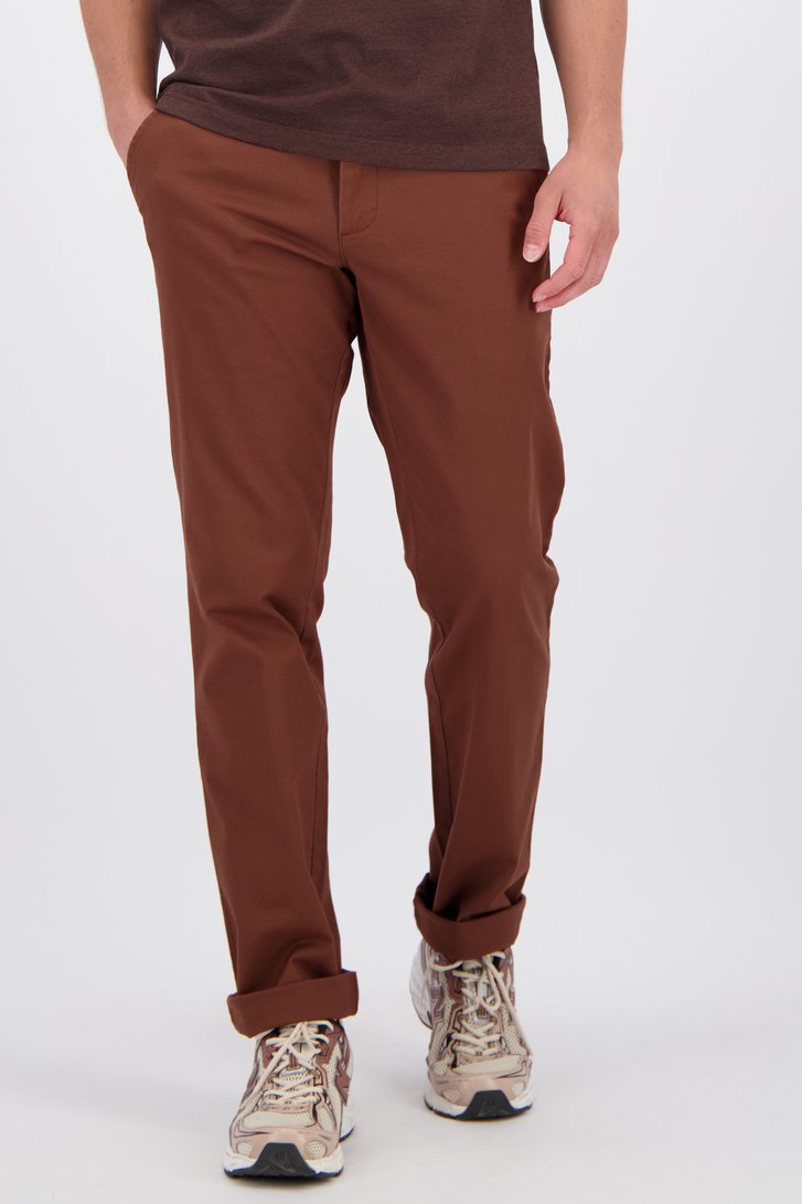 Detail van Donkerbruine chino door Liberty Island voor Heren