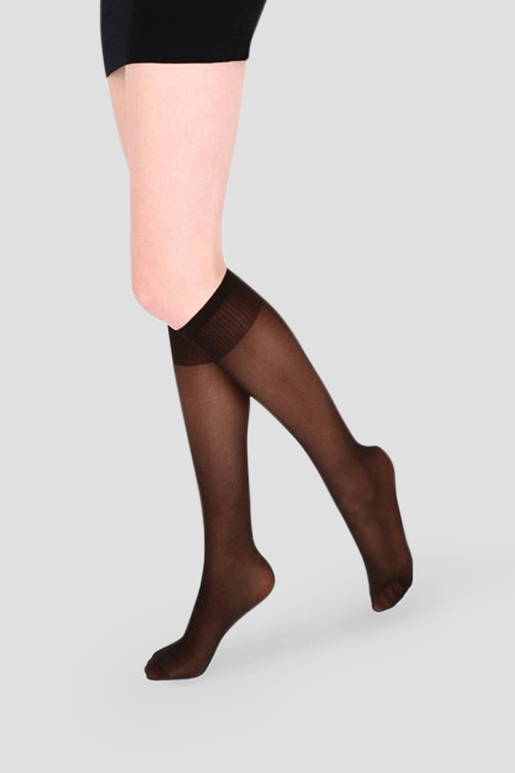 Voorkant van Donkerbruine kniekousen - 35 den - 2 paar door Liberty Island voor Dames