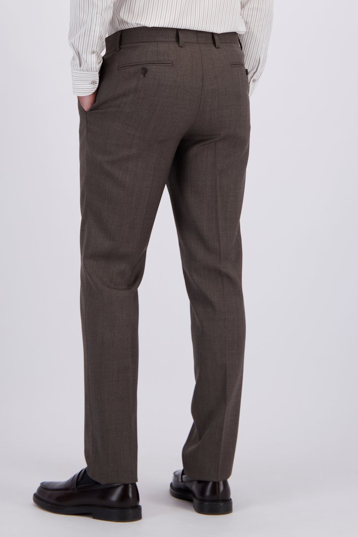 Achterkant van Donkerbruine kostuumbroek - Slim fit  door Dansaert Black voor Heren