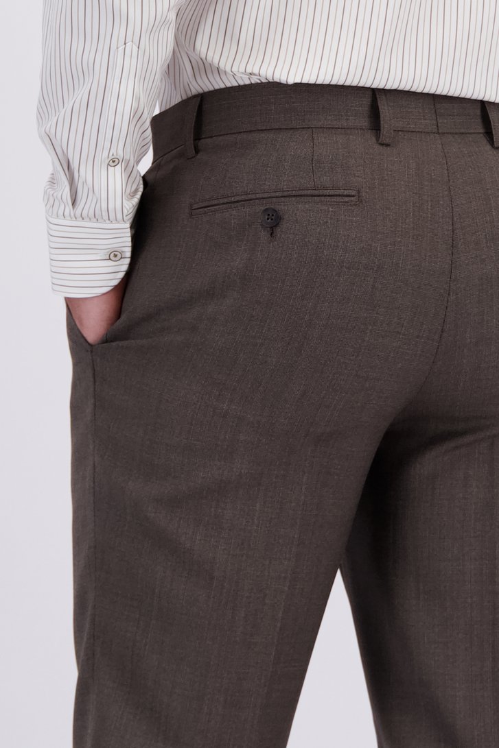 Detail van Donkerbruine kostuumbroek - Slim fit  door Dansaert Black voor Heren