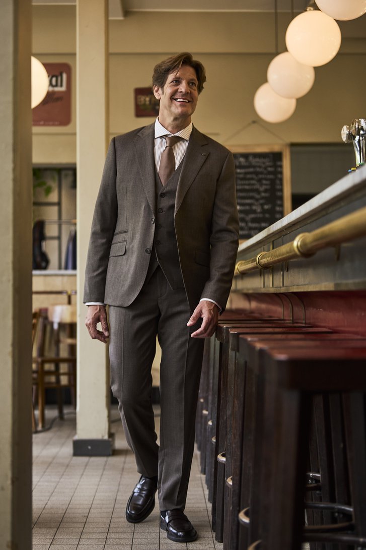 Extra foto 1 van Donkerbruine kostuumbroek - Slim fit  door Dansaert Black voor Heren