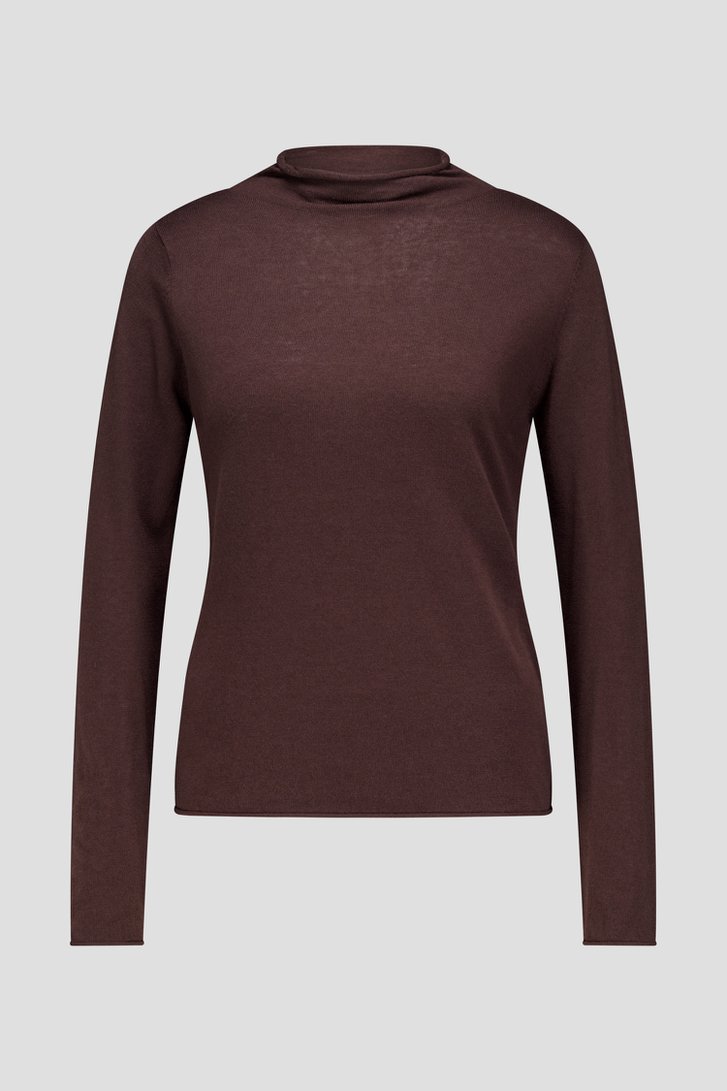 Productfoto 1 van Donkerbruine trui met opstaande kraag  door Louise voor Dames