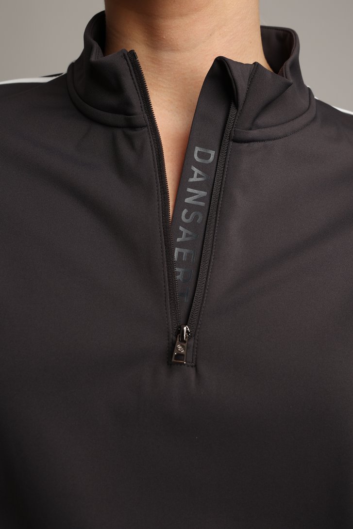 Detail van Donkergrijs golftruitje met lange mouwen  door Dansaert Golf Club voor Dames