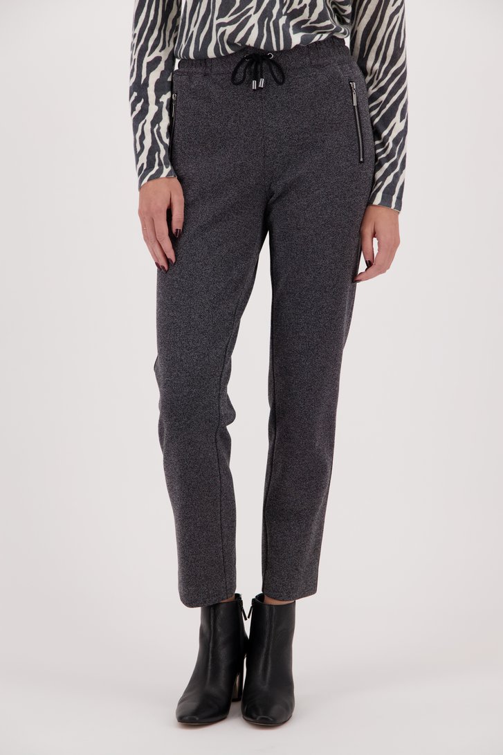 Donkergrijze broek met elastische tailleband  van Diane Laury voor Dames