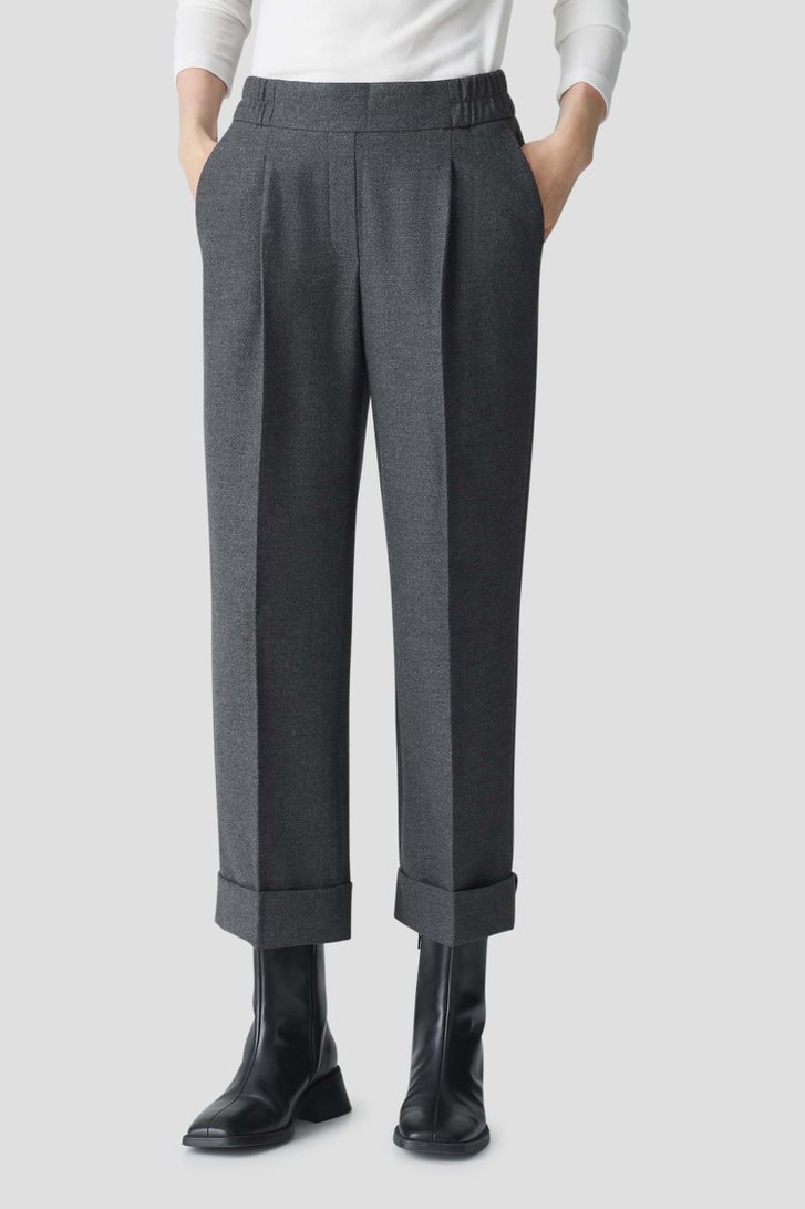 Donkergrijze fijngebreide broek van Opus voor Dames