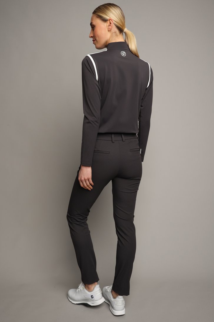 Achterkant van Donkergrijze golfbroek met elastische tailleband door Dansaert Golf Club voor Dames