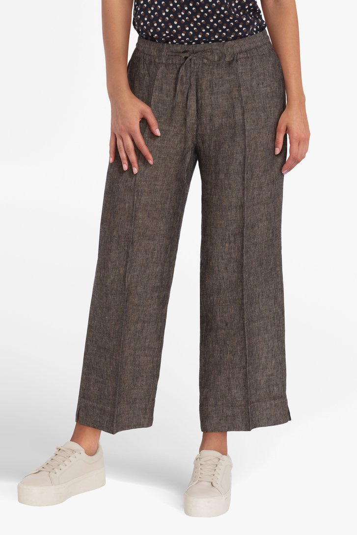 Donkergrijze linnen broek - straight fit van Opus voor Dames