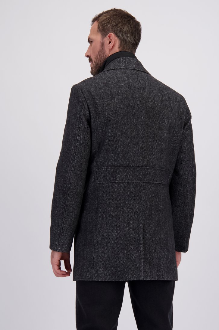 Achterkant van Donkergrijze mantel in tweed door Dansaert Black voor Heren