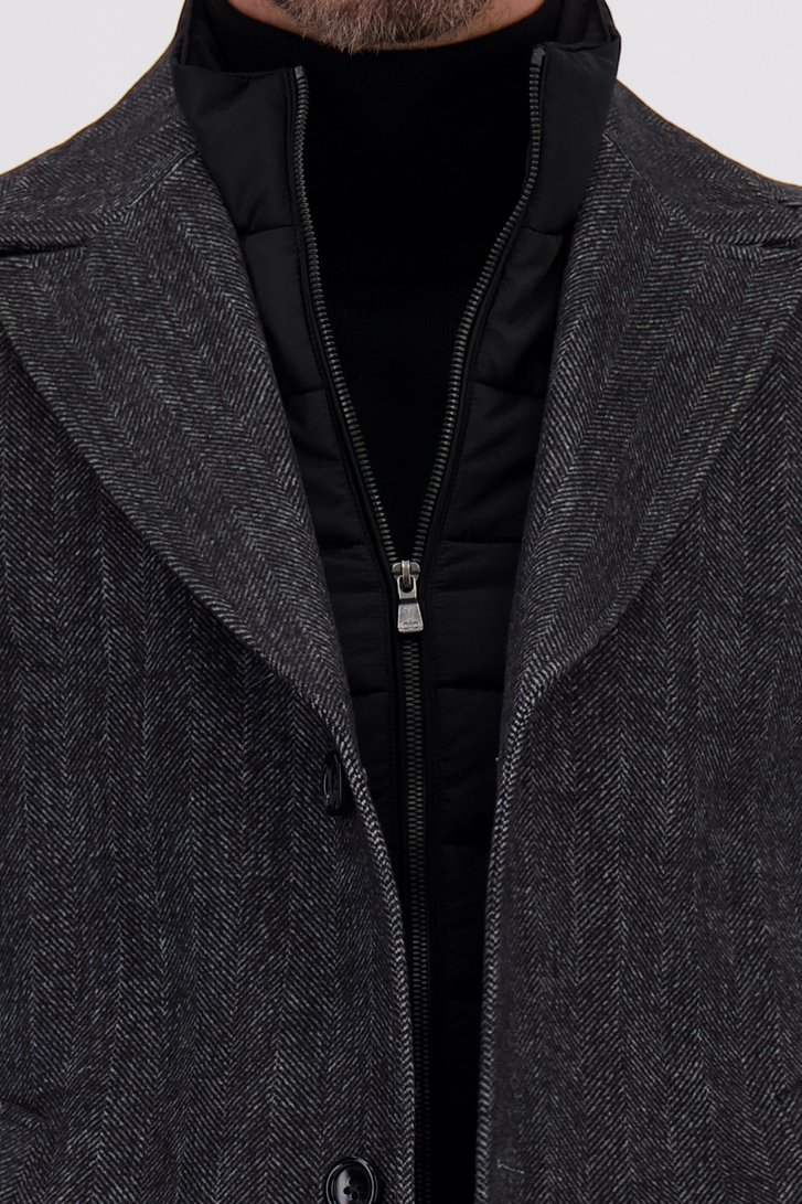 Detail van Donkergrijze mantel in tweed door Dansaert Black voor Heren