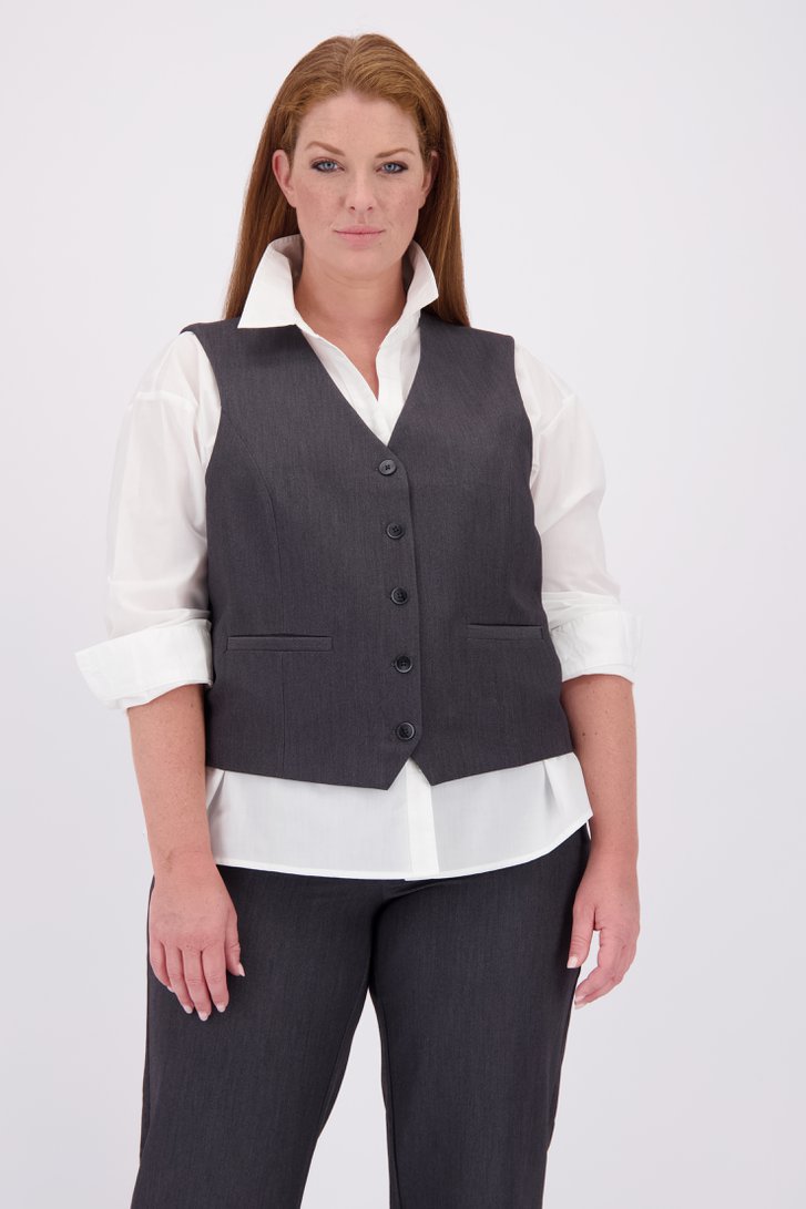 Voorkant van Donkergrijze mouwloze blazer door ONLY Carmakoma voor Dames